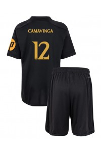 Fotbalové Dres Real Madrid Eduardo Camavinga #12 Dětské Třetí Oblečení 2023-24 Krátký Rukáv (+ trenýrky)